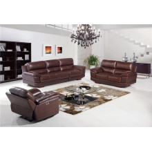 Canapé à la maison avec canapé inclinable électrique en cuir de couleur marron